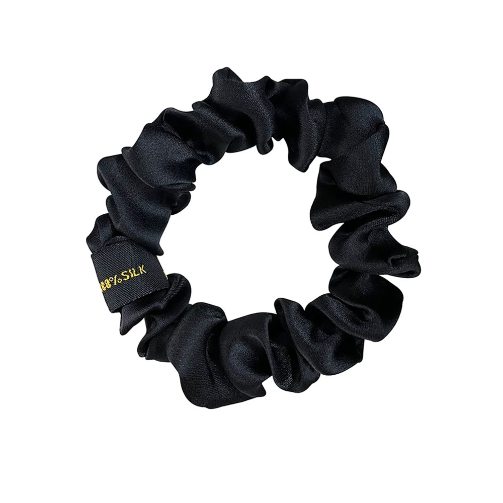 100% Pure Mulberry Silk Scrunchies Hair Bands Ties Gum Elastics Ponytail Holders Pure Color for Women Girls 19 Momme 1.5CM