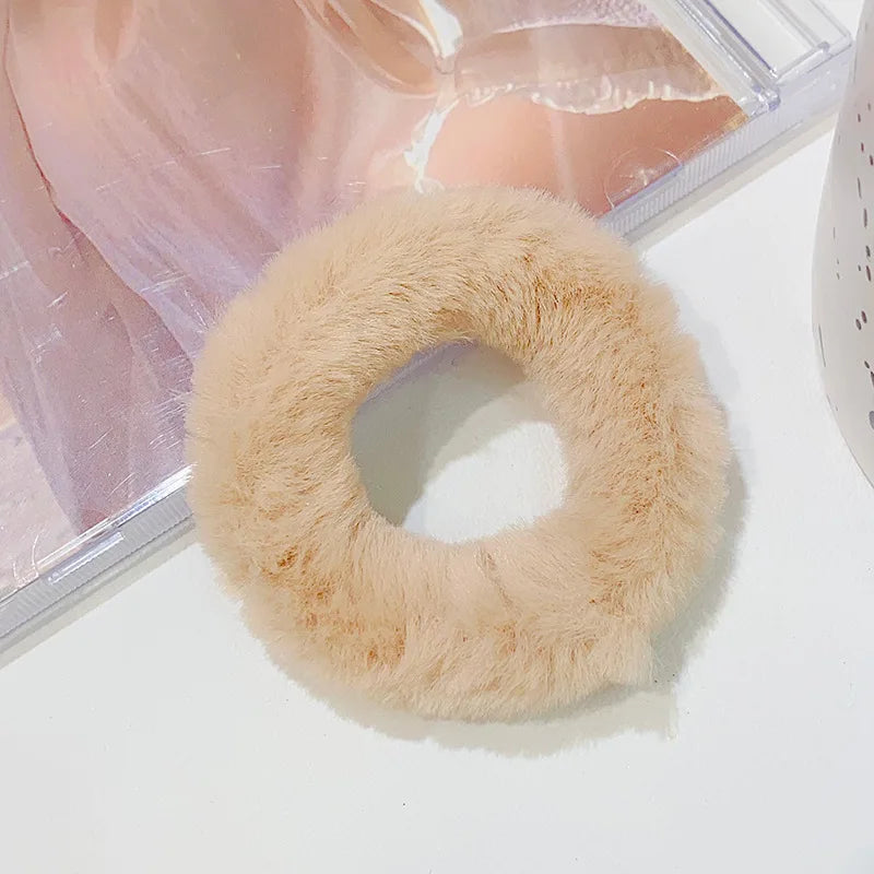 New Colorful Fluffy Hair Band For Women Girls Ponytail Holder Hair Tie Plush Scrunchie Rubber Band Fashion Hair Accessories