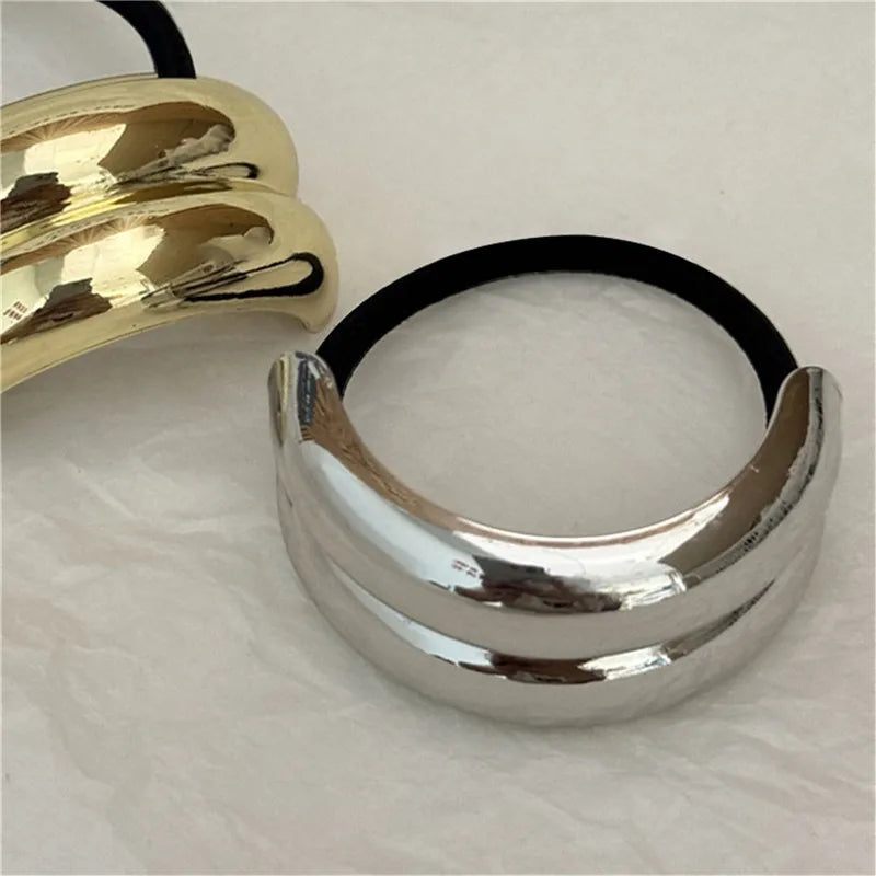Hot Korean Fashion Metal Irregular Double-Layer Hair Bands Rope Women Headband Elastic Hairband Ponytail Holder Hair Accessories