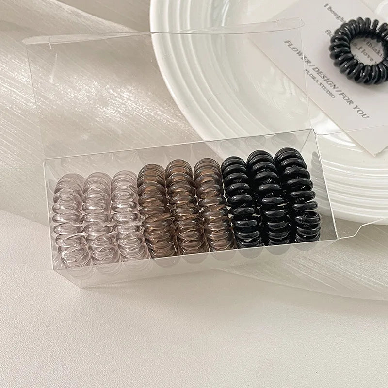 High Grade Gradient Telephone Cable Hairband Feminine Temperament No Harm High Elasticity Durable Rubber Band Hair Rope