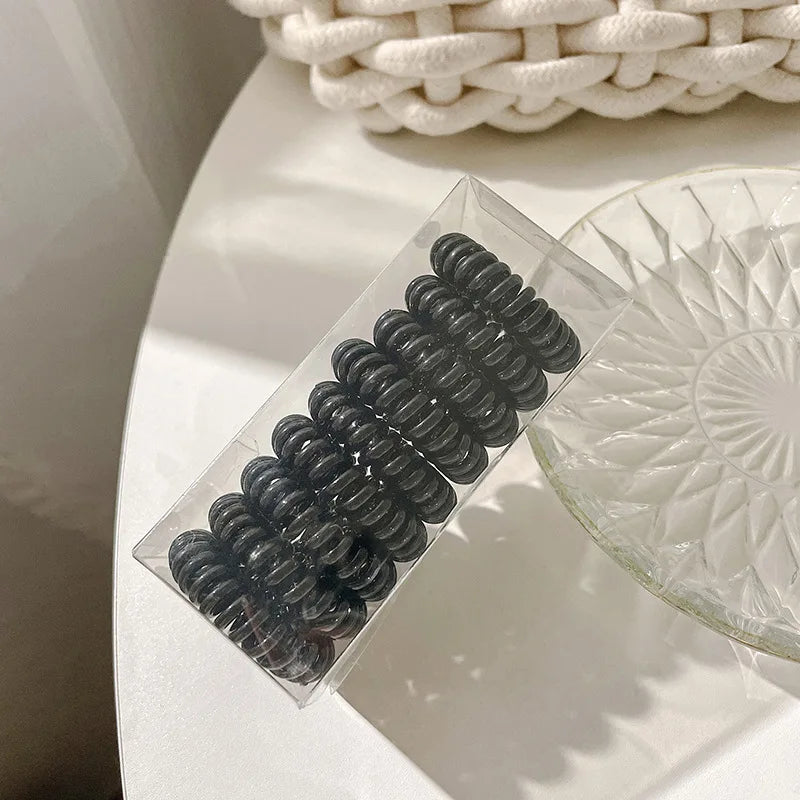 High Grade Gradient Telephone Cable Hairband Feminine Temperament No Harm High Elasticity Durable Rubber Band Hair Rope
