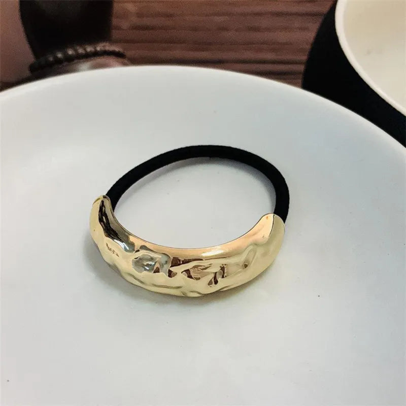 Hot Korean Fashion Metal Irregular Double-Layer Hair Bands Rope Women Headband Elastic Hairband Ponytail Holder Hair Accessories