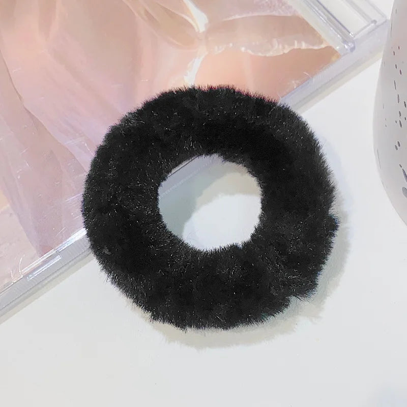 New Colorful Fluffy Hair Band For Women Girls Ponytail Holder Hair Tie Plush Scrunchie Rubber Band Fashion Hair Accessories