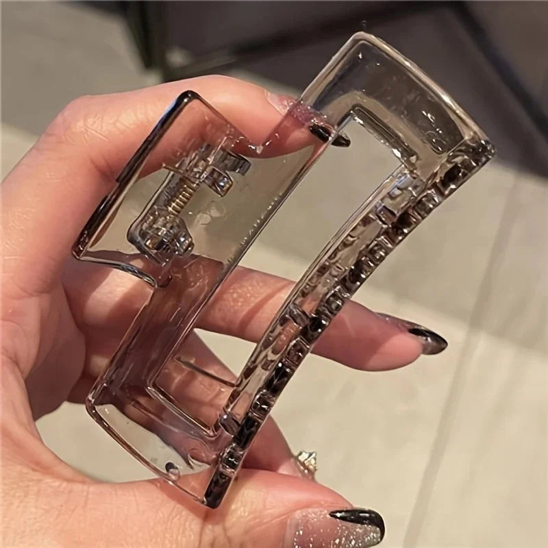3Pcs Elegant Large Hair Claw Clips for Women Transparent Rectangular Shark Clip Design Non-Slip Grip Perfect for Styling & Updos