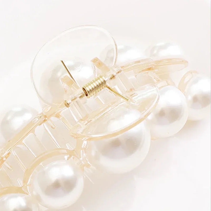 Elegant Hyperbole Big Pearls Acrylic Hair Claw Clips Big Size Makeup Hair Styling Barrettes for Women Hair Accessories