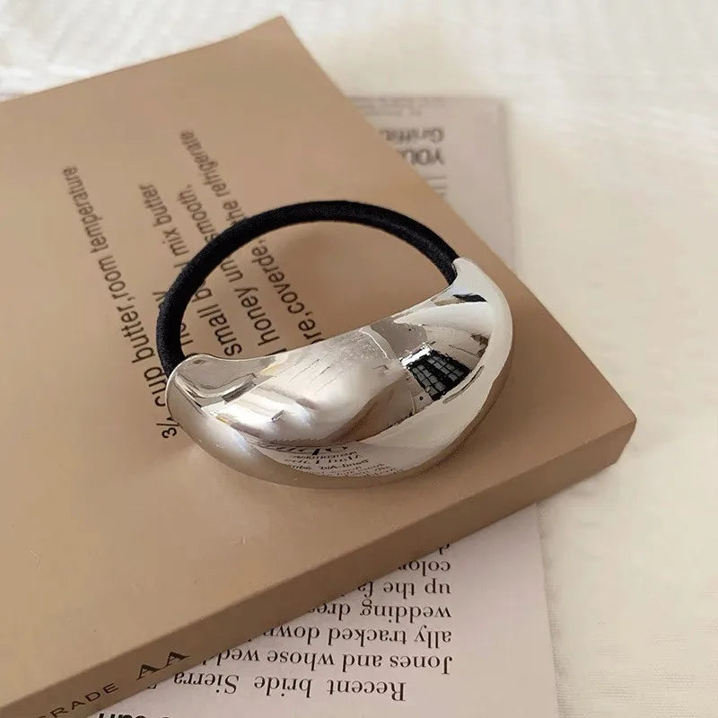 Hot Korean Fashion Metal Irregular Double-Layer Hair Bands Rope Women Headband Elastic Hairband Ponytail Holder Hair Accessories