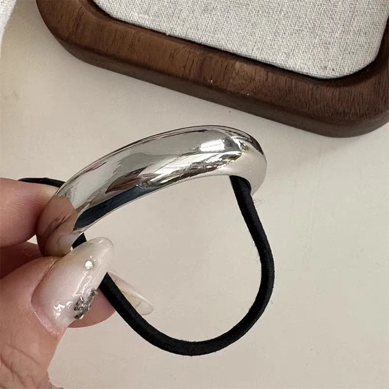 Hot Korean Fashion Metal Irregular Double-Layer Hair Bands Rope Women Headband Elastic Hairband Ponytail Holder Hair Accessories