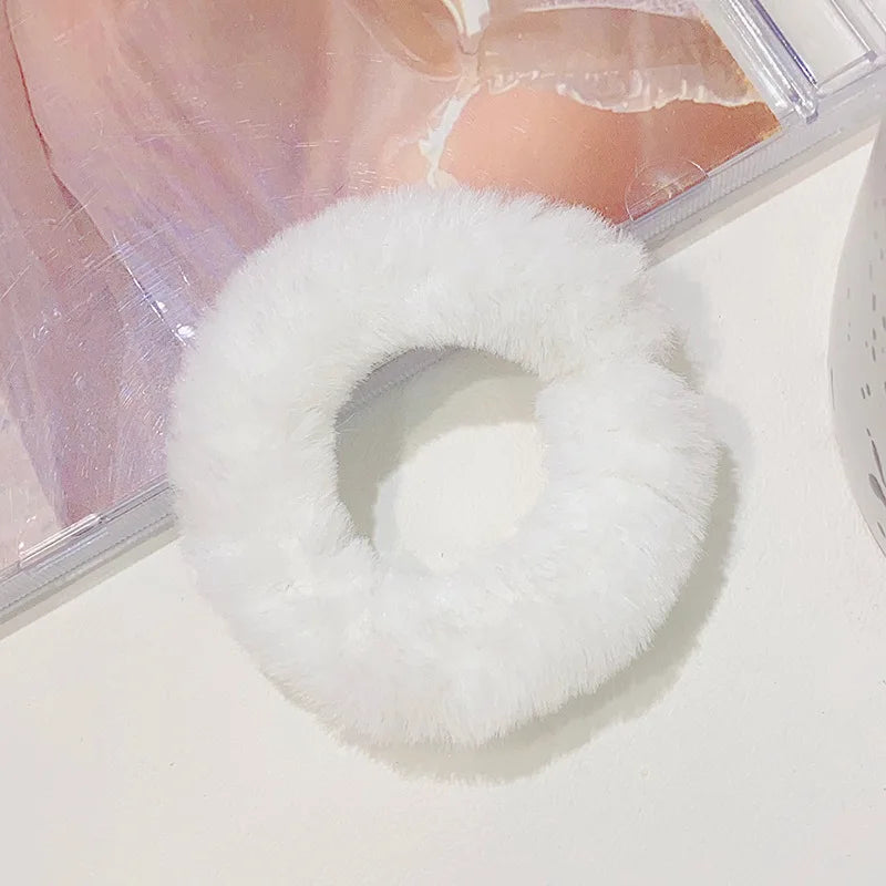 New Colorful Fluffy Hair Band For Women Girls Ponytail Holder Hair Tie Plush Scrunchie Rubber Band Fashion Hair Accessories