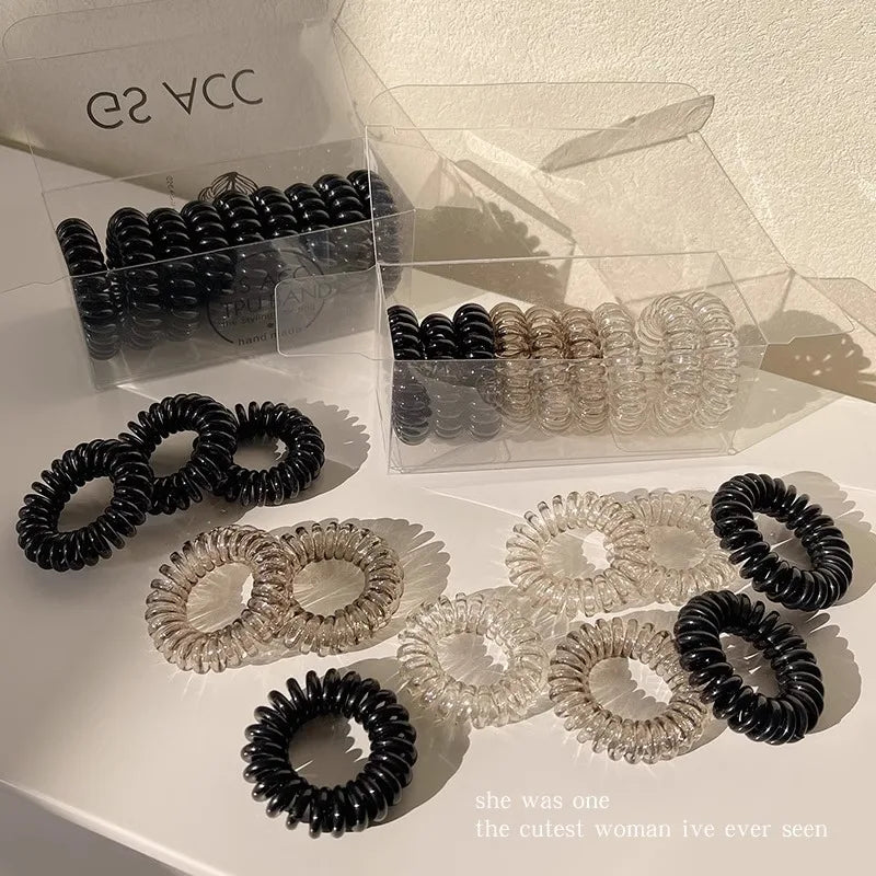 High Grade Gradient Telephone Cable Hairband Feminine Temperament No Harm High Elasticity Durable Rubber Band Hair Rope