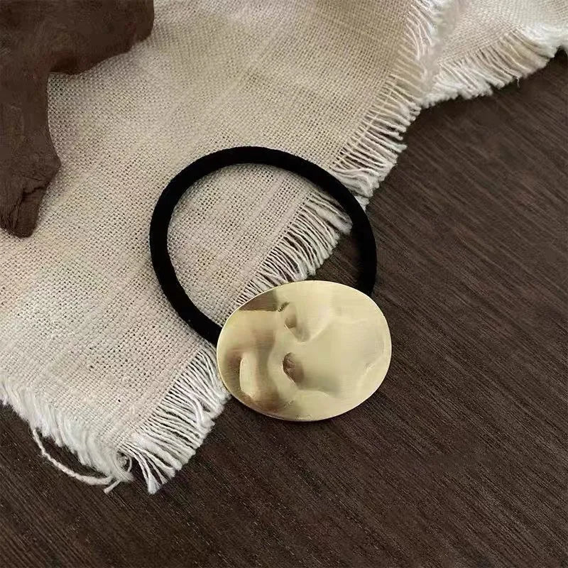 Hot Korean Fashion Metal Irregular Double-Layer Hair Bands Rope Women Headband Elastic Hairband Ponytail Holder Hair Accessories