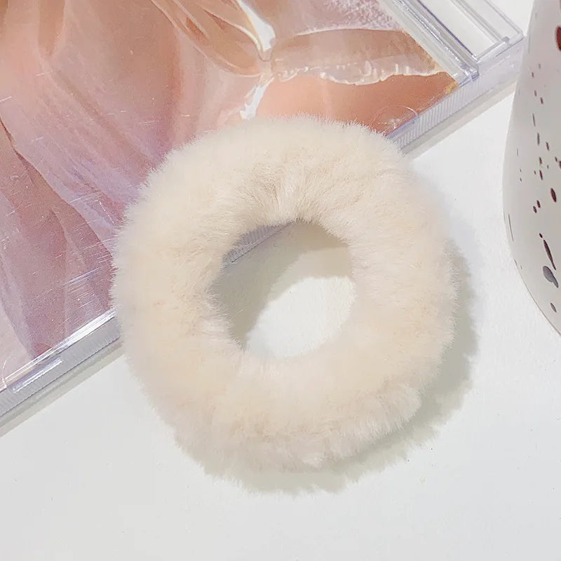 New Colorful Fluffy Hair Band For Women Girls Ponytail Holder Hair Tie Plush Scrunchie Rubber Band Fashion Hair Accessories