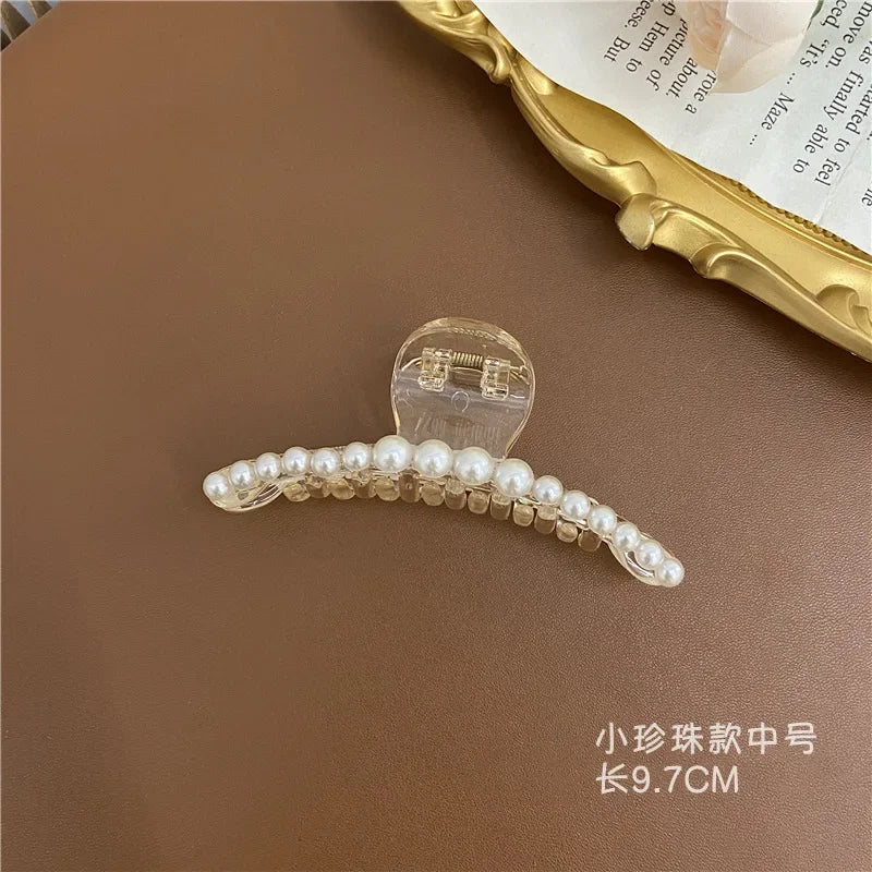 Elegant Hyperbole Big Pearls Acrylic Hair Claw Clips Big Size Makeup Hair Styling Barrettes for Women Hair Accessories
