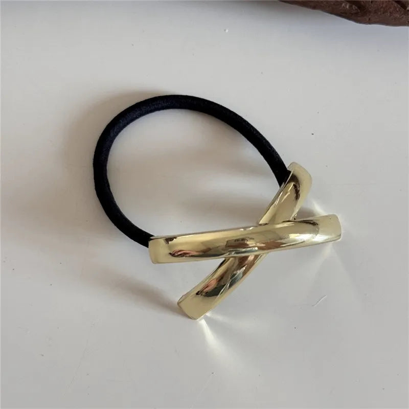 Hot Korean Fashion Metal Irregular Double-Layer Hair Bands Rope Women Headband Elastic Hairband Ponytail Holder Hair Accessories