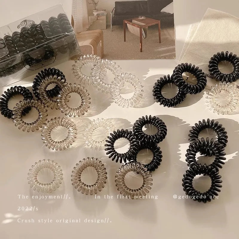 High Grade Gradient Telephone Cable Hairband Feminine Temperament No Harm High Elasticity Durable Rubber Band Hair Rope