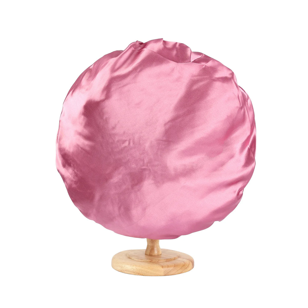 New Women Large Satin Bonnet Silky Night Sleeping Cap with Stretchy Tie Band Shower Cap Curly Braid Hair Head Cover Turban
