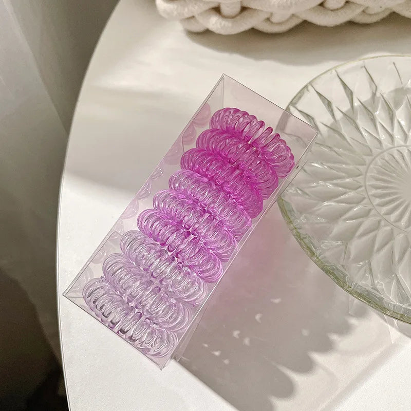 High Grade Gradient Telephone Cable Hairband Feminine Temperament No Harm High Elasticity Durable Rubber Band Hair Rope
