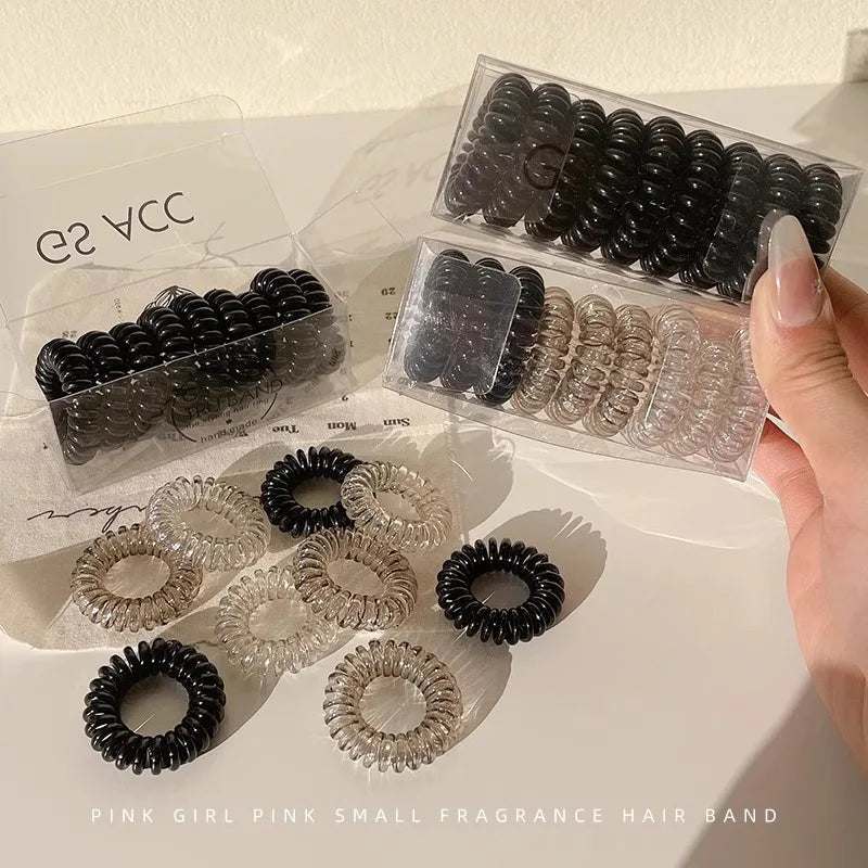 High Grade Gradient Telephone Cable Hairband Feminine Temperament No Harm High Elasticity Durable Rubber Band Hair Rope