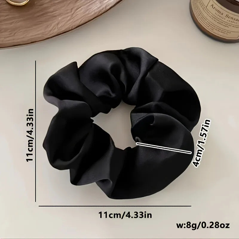 5pcs Retro Real Silk Large Scrunchies - Premium Hair Bands for Women, Suitable for Top Knots, Hair-friendly Hair Ties
