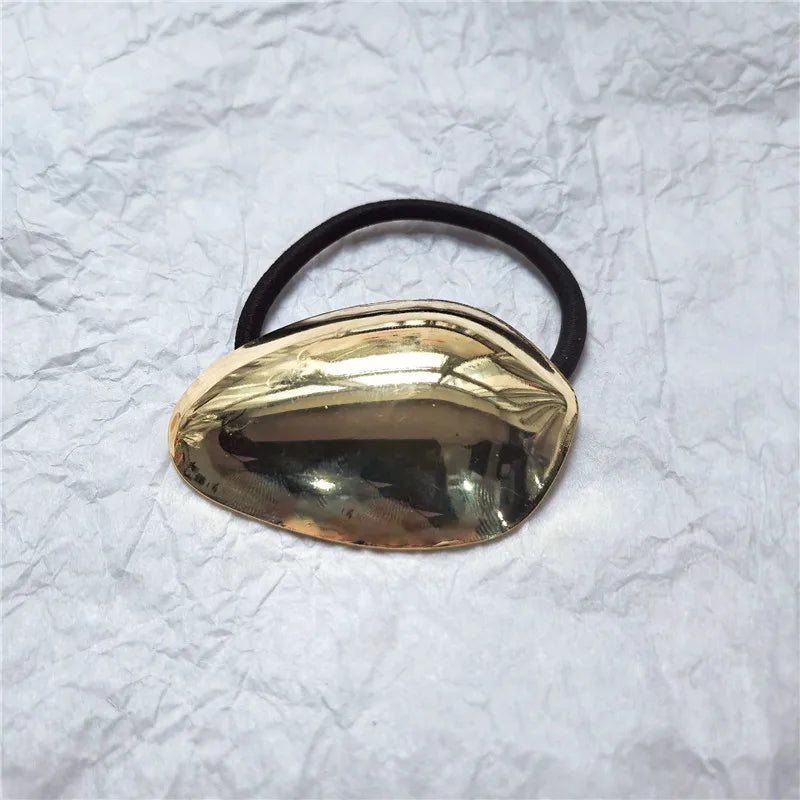 Hot Korean Fashion Metal Irregular Double-Layer Hair Bands Rope Women Headband Elastic Hairband Ponytail Holder Hair Accessories