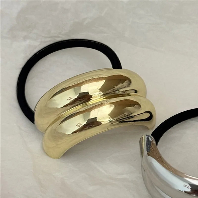 Hot Korean Fashion Metal Irregular Double-Layer Hair Bands Rope Women Headband Elastic Hairband Ponytail Holder Hair Accessories