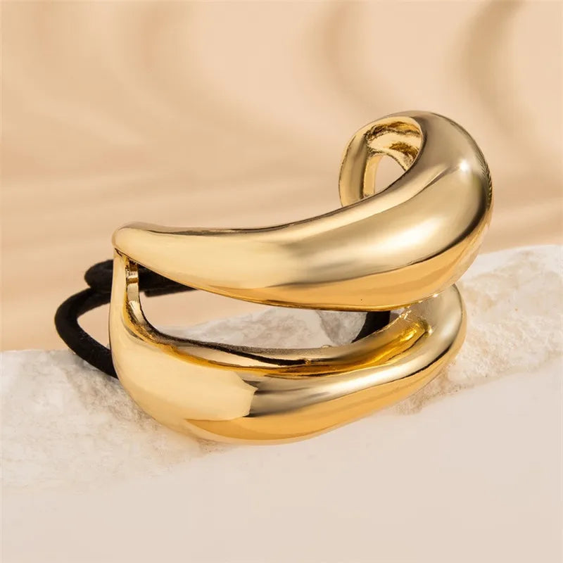Hot Korean Fashion Metal Irregular Double-Layer Hair Bands Rope Women Headband Elastic Hairband Ponytail Holder Hair Accessories