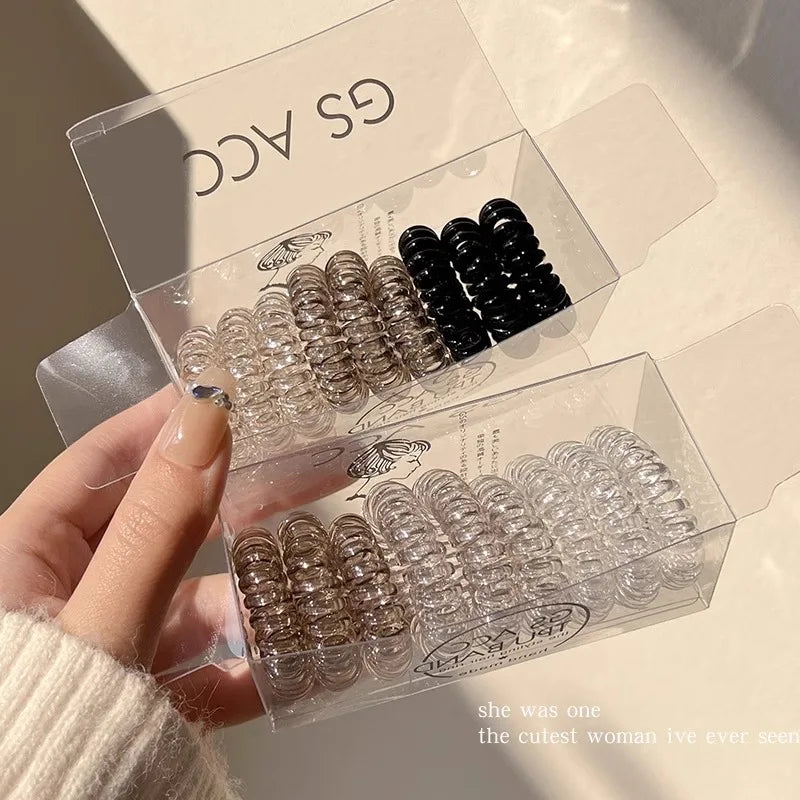 High Grade Gradient Telephone Cable Hairband Feminine Temperament No Harm High Elasticity Durable Rubber Band Hair Rope