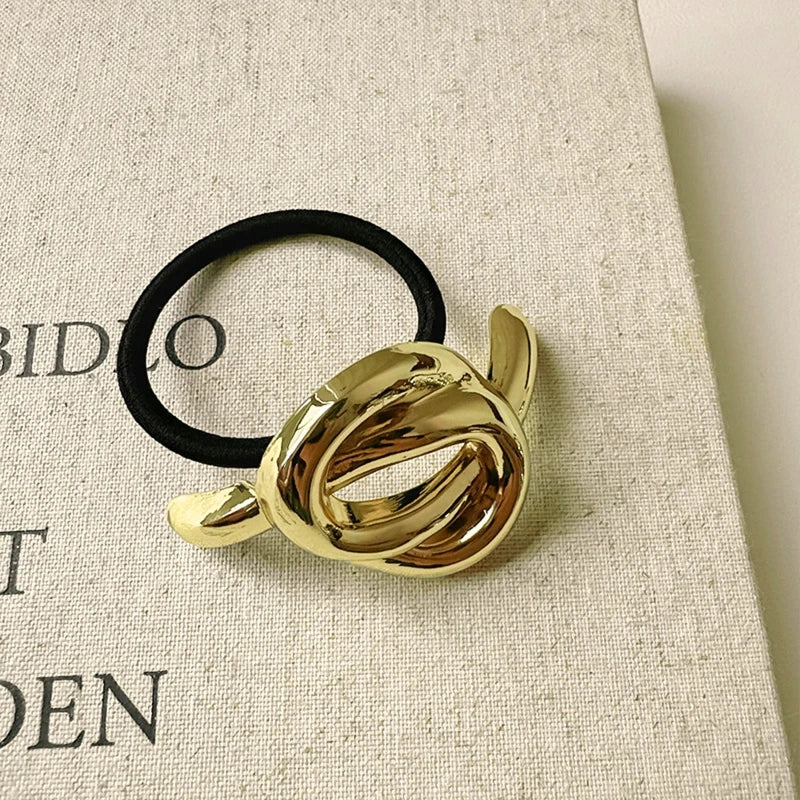 Hot Korean Fashion Metal Irregular Double-Layer Hair Bands Rope Women Headband Elastic Hairband Ponytail Holder Hair Accessories