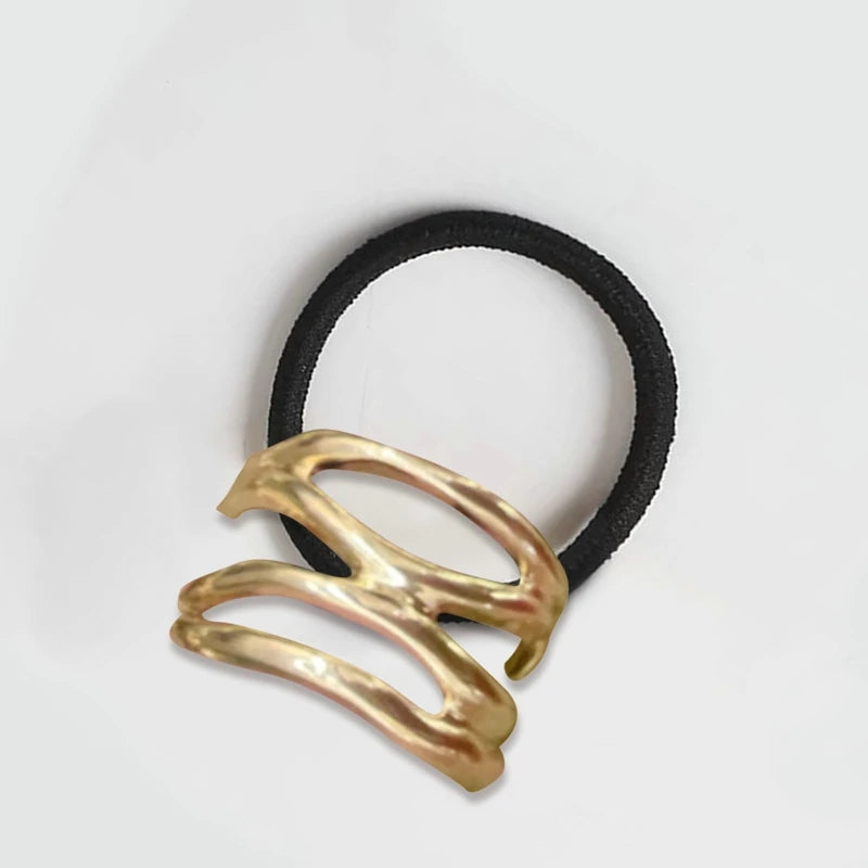 Hot Korean Fashion Metal Irregular Double-Layer Hair Bands Rope Women Headband Elastic Hairband Ponytail Holder Hair Accessories