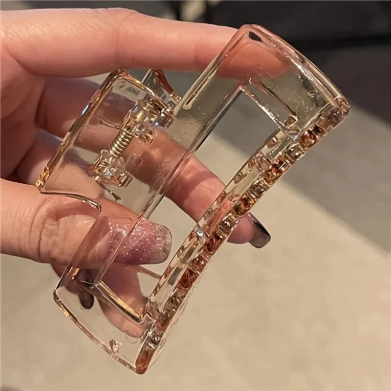 3Pcs Elegant Large Hair Claw Clips for Women Transparent Rectangular Shark Clip Design Non-Slip Grip Perfect for Styling & Updos