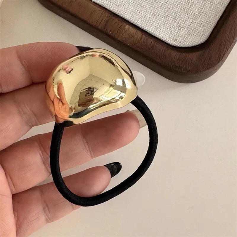 Hot Korean Fashion Metal Irregular Double-Layer Hair Bands Rope Women Headband Elastic Hairband Ponytail Holder Hair Accessories