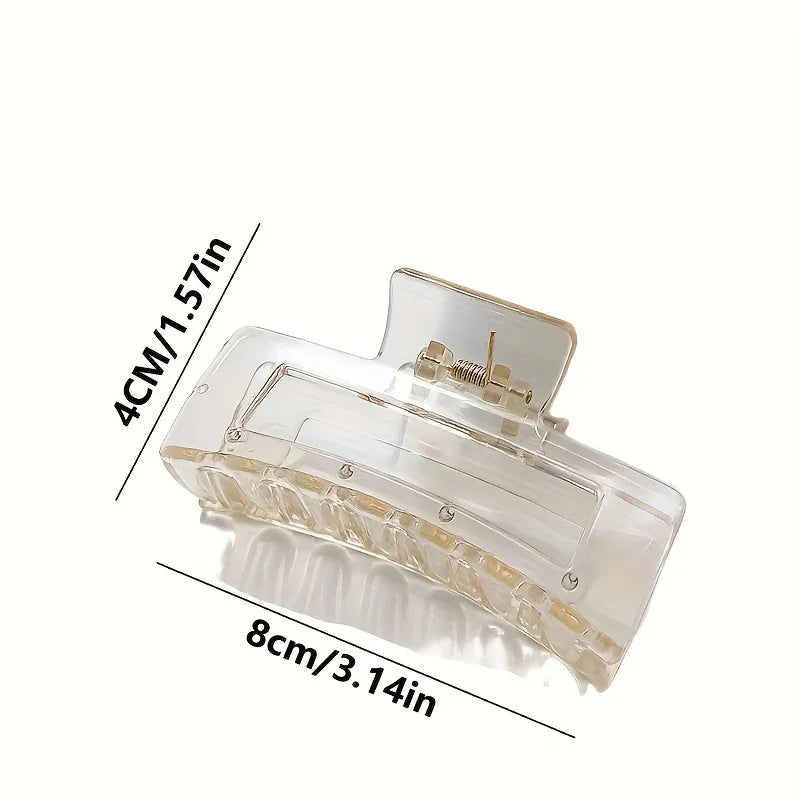 3Pcs Elegant Large Hair Claw Clips for Women Transparent Rectangular Shark Clip Design Non-Slip Grip Perfect for Styling & Updos