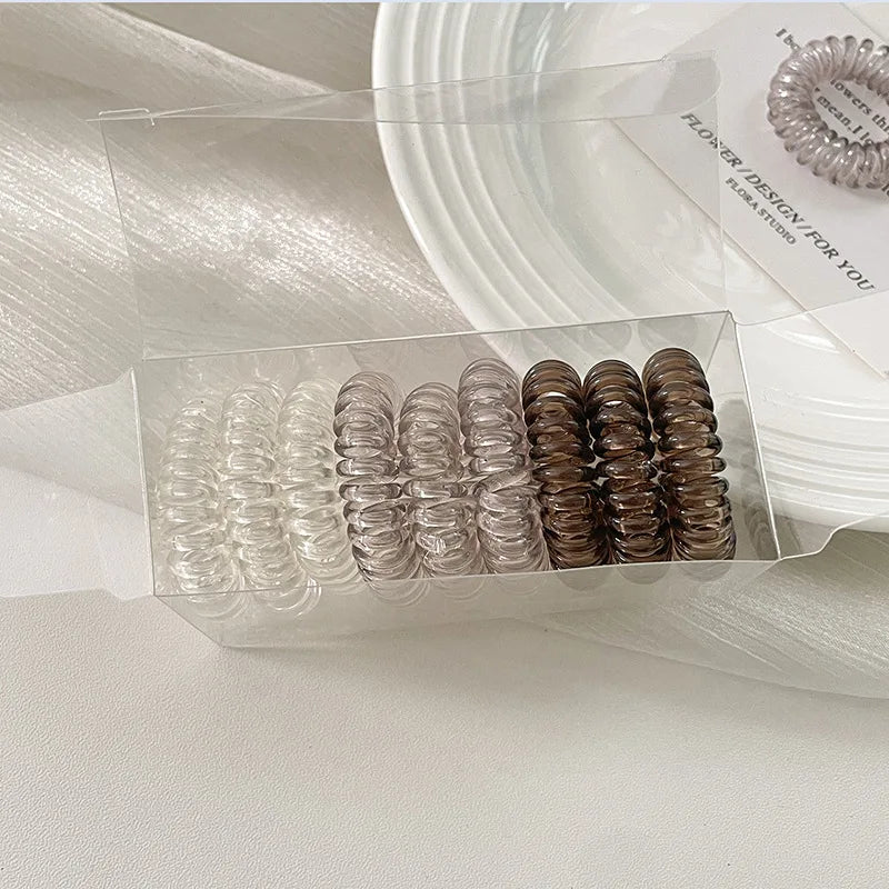High Grade Gradient Telephone Cable Hairband Feminine Temperament No Harm High Elasticity Durable Rubber Band Hair Rope
