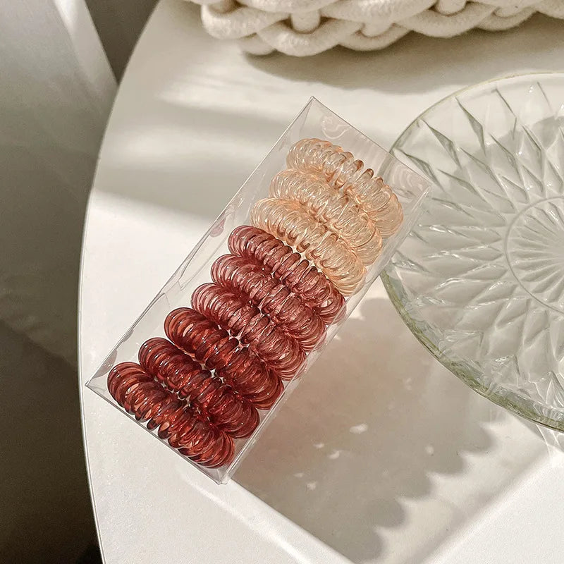 High Grade Gradient Telephone Cable Hairband Feminine Temperament No Harm High Elasticity Durable Rubber Band Hair Rope